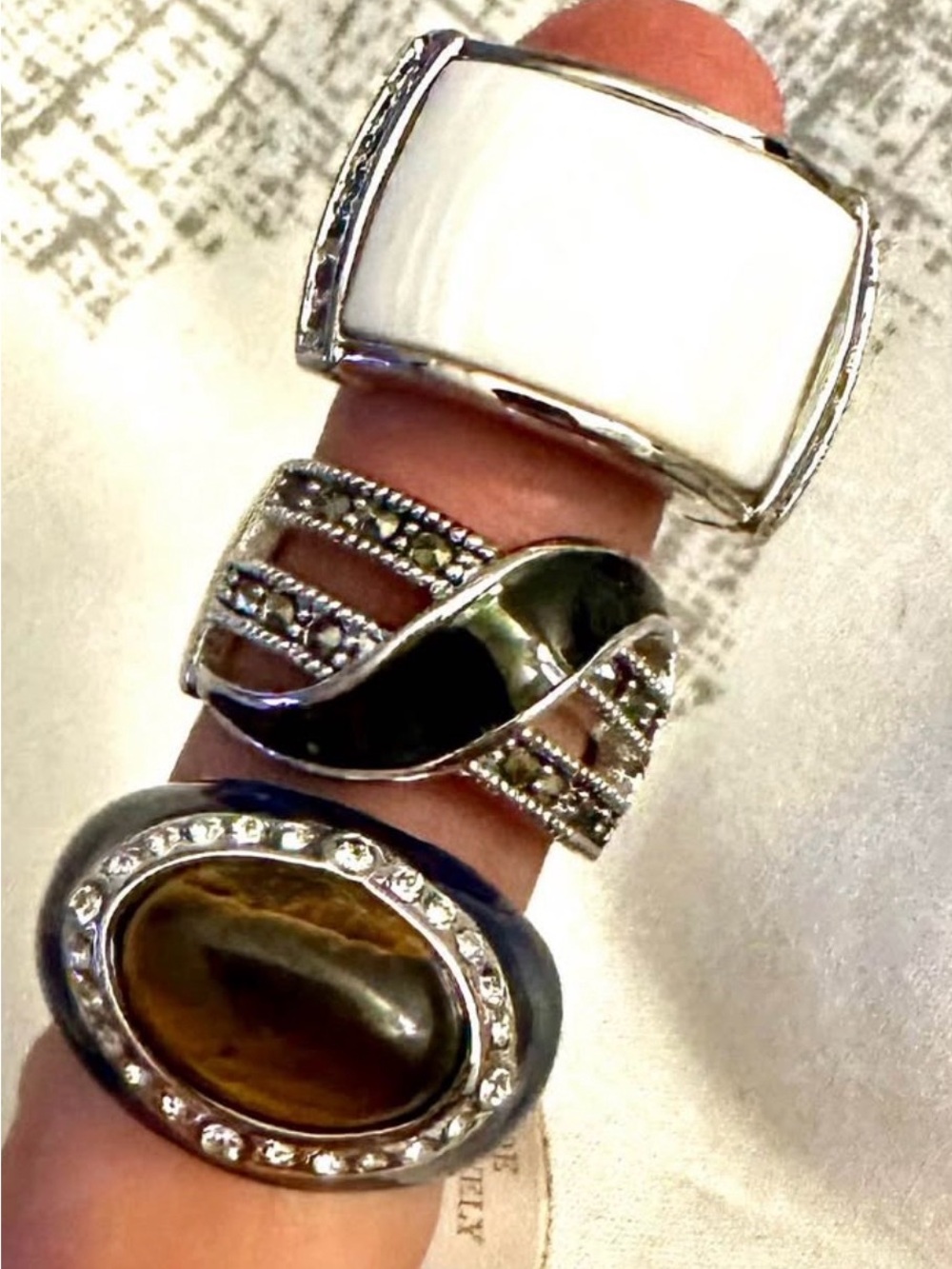 Set of 3 Lia Sophia rings sz 6. No missing stones!!